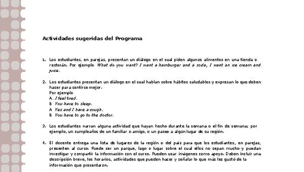 Actividades sugeridas Unidad 1 Actividades sugeridas Unidad 1