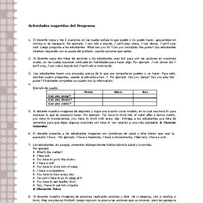 Actividades sugeridas Unidad 1 Actividades sugeridas Unidad 1