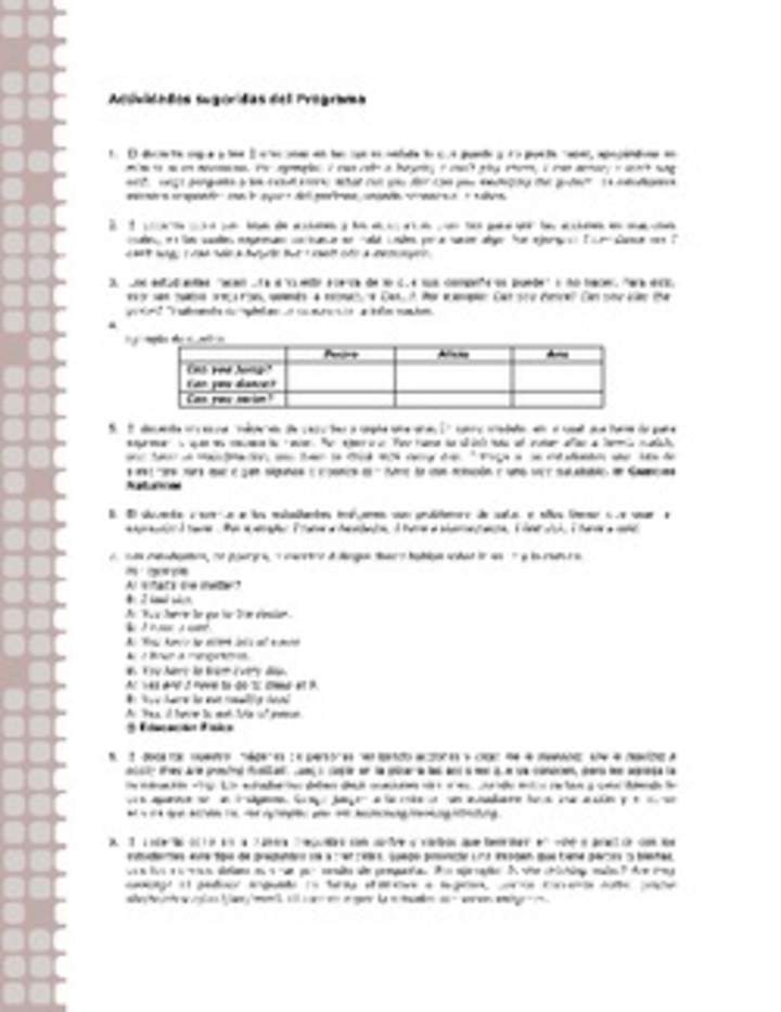 Actividades sugeridas Unidad 1 Actividades sugeridas Unidad 1