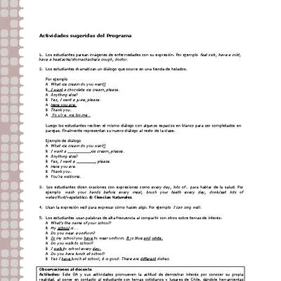 Actividades sugeridas Unidad 1 Actividades sugeridas Unidad 1