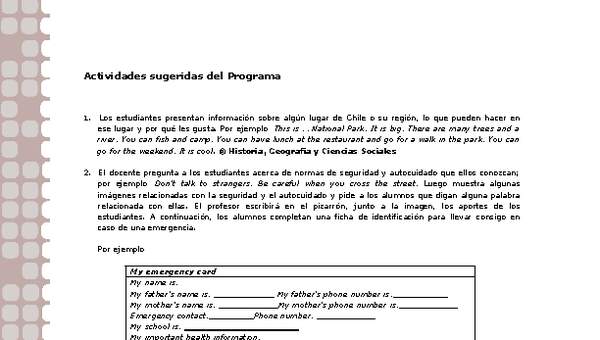 Actividades sugeridas Unidad 1 Actividades sugeridas Unidad 1