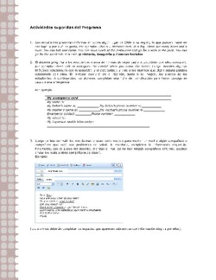 Actividades sugeridas Unidad 1 Actividades sugeridas Unidad 1