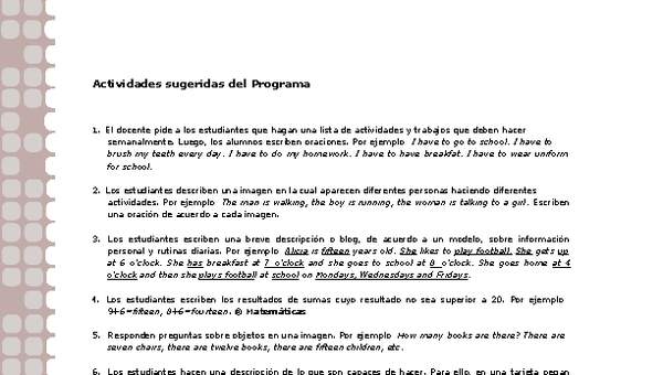 Actividades sugeridas Unidad 1 Actividades sugeridas Unidad 1