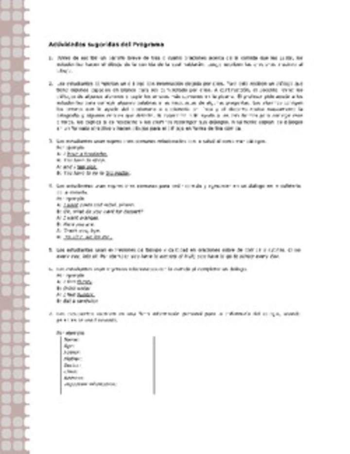 Actividades sugeridas Unidad 1 Actividades sugeridas Unidad 1