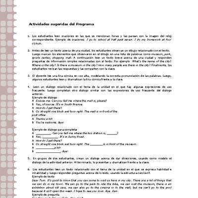 Actividades sugeridas Unidad 2 Actividades sugeridas Unidad 2