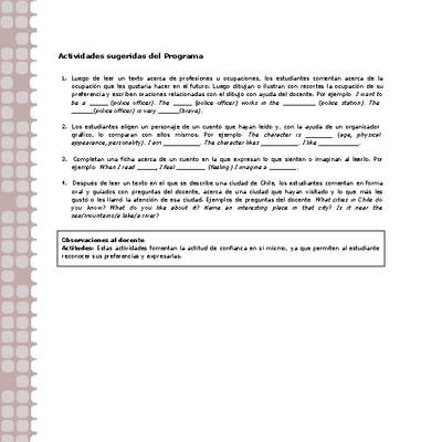 Actividades sugeridas Unidad 2 Actividades sugeridas Unidad 2