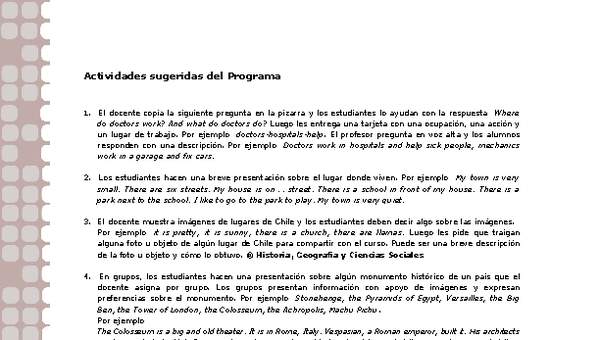 Actividades sugeridas Unidad 2 Actividades sugeridas Unidad 2