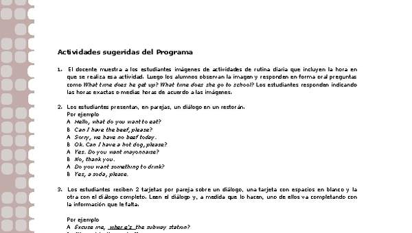 Actividades sugeridas Unidad 2 Actividades sugeridas Unidad 2