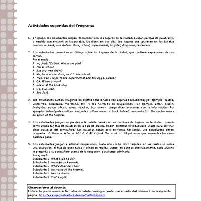 Actividades sugeridas Unidad 2 Actividades sugeridas Unidad 2