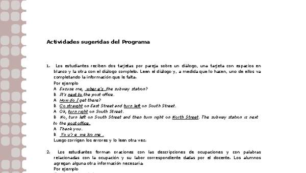 Actividades sugeridas Unidad 2 Actividades sugeridas Unidad 2