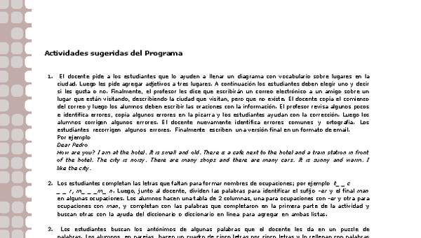 Actividades sugeridas Unidad 2 Actividades sugeridas Unidad 2