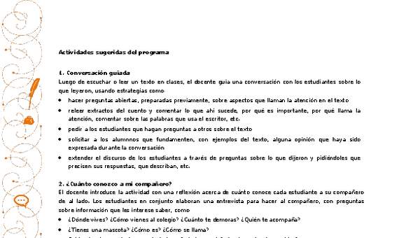 Actividades sugeridas Unidad 1 Actividades sugeridas Unidad 1