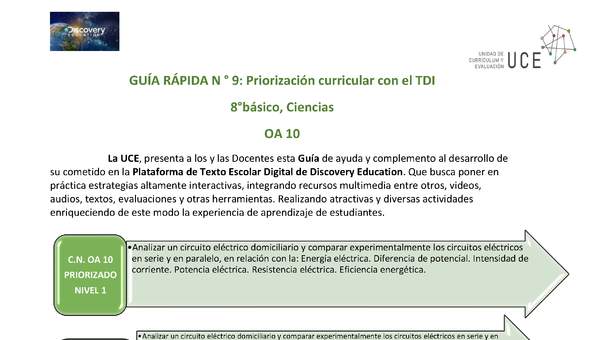 Guía rápida N° 9 Priorización ciencias OA 10 Guía rápida N° 9 Priorización ciencias OA 10