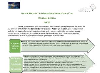Guía rápida N° 9 Priorización ciencias OA 10 Guía rápida N° 9 Priorización ciencias OA 10
