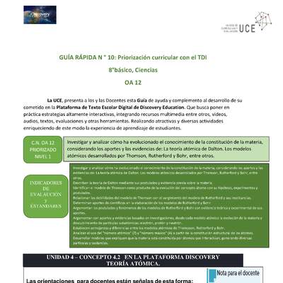 Guía rápida N°10 Priorización ciencias OA 12 Guía rápida N°10 Priorización ciencias OA 12