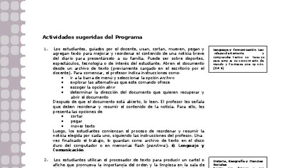Actividades sugeridas Unidad 1 Actividades sugeridas Unidad 1