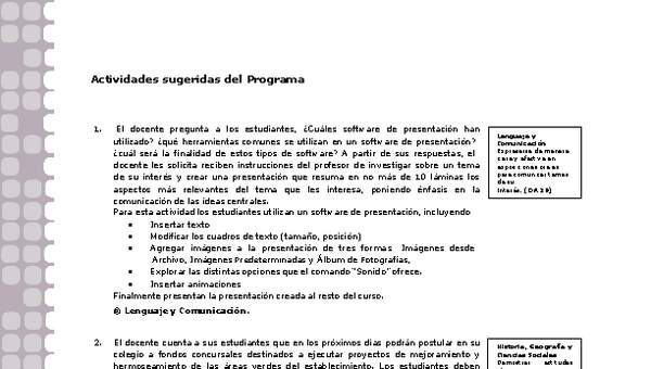 Actividades sugeridas Unidad 1 Actividades sugeridas Unidad 1