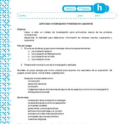 Investigación primeras civilizaciones Investigación primeras civilizaciones