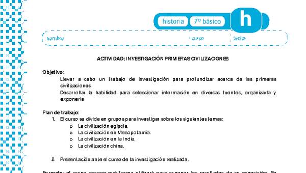 Investigación primeras civilizaciones Investigación primeras civilizaciones