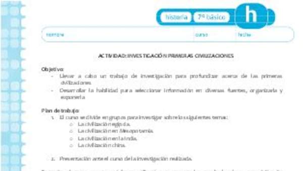 Investigación primeras civilizaciones Investigación primeras civilizaciones