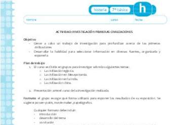 Investigación primeras civilizaciones Investigación primeras civilizaciones