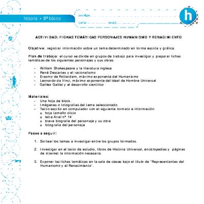 Fichas personajes Renacimiento Fichas personajes Renacimiento
