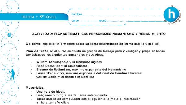 Fichas personajes Renacimiento Fichas personajes Renacimiento