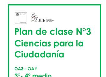 Plan de Clases Nº3 Ciencias para la Ciudadanía 3° y 4° Medio OA3 Plan de Clases Nº3 Ciencias para la Ciudadanía 3° y 4° Medio OA3