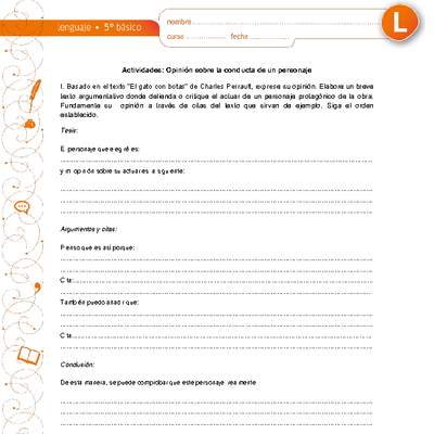 Opinión sobre la conducta de un personaje Opinión sobre la conducta de un personaje