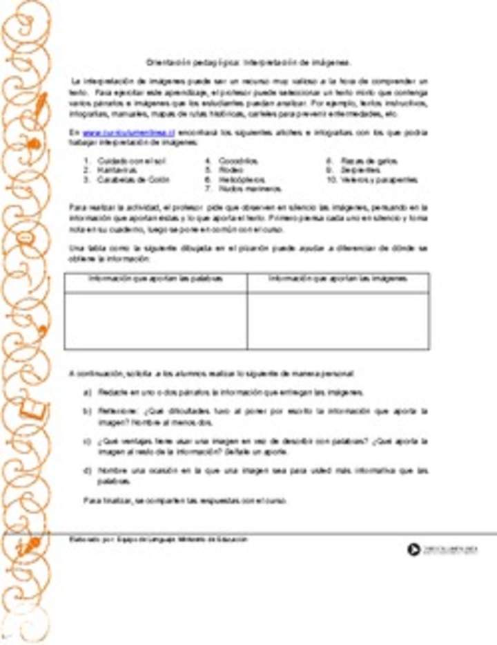 Orientación pedagógica: Interpretación de imágenes Orientación pedagógica: Interpretación de imágenes