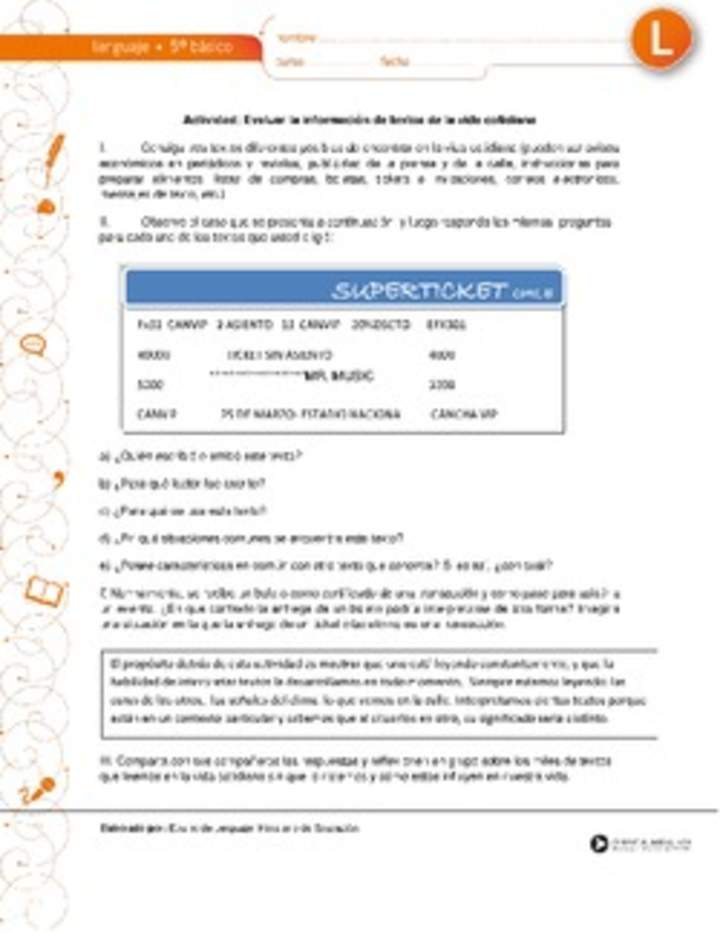 Evaluar la información de textos de la vida cotidiana Evaluar la información de textos de la vida cotidiana