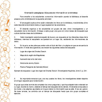 Orientación pedagógica: Búsqueda de información en la biblioteca Orientación pedagógica: Búsqueda de información en la biblioteca