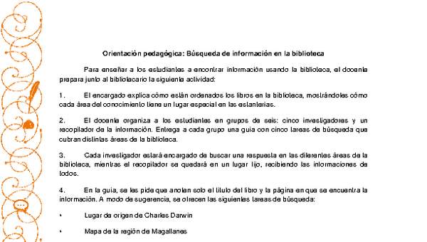 Orientación pedagógica: Búsqueda de información en la biblioteca Orientación pedagógica: Búsqueda de información en la biblioteca