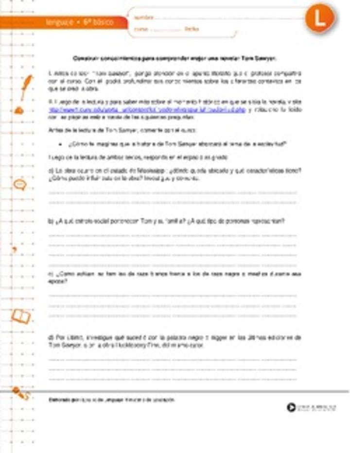 Construir conocimientos para comprender mejor una novela: Tom Sawyer Construir conocimientos para comprender mejor una novela: Tom Sawyer