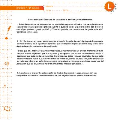 Escritura de un cuento a partir del principio de otro Escritura de un cuento a partir del principio de otro