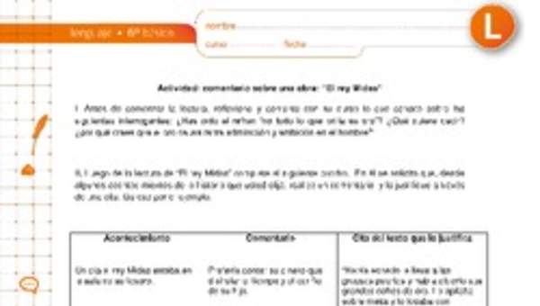 Comentario sobre una obra: "El rey Midas" Comentario sobre una obra: "El rey Midas"