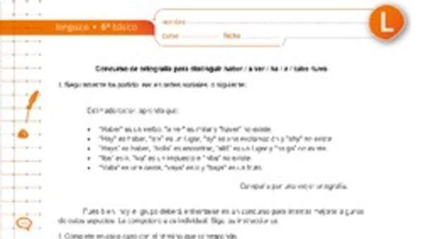 Concurso de ortografía para distinguir haber / a ver / ha / a / tubo /tuvo Concurso de ortografía para distinguir haber / a ver / ha / a / tubo /tuvo