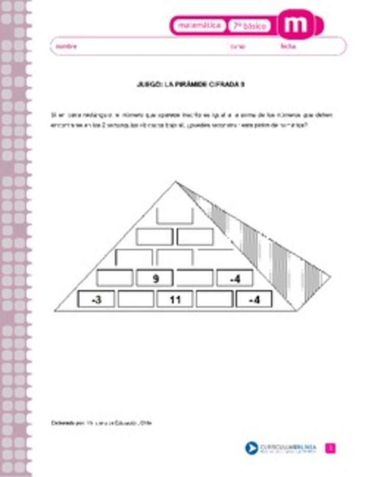 Juego: la pirámide cifrada 9 Juego: la pirámide cifrada 9