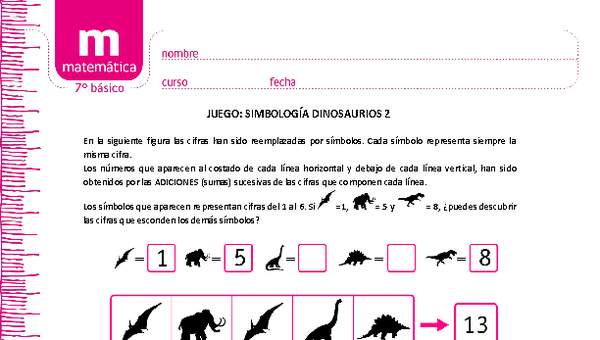 Juego: simbología dinosaurios 2 Juego: simbología dinosaurios 2
