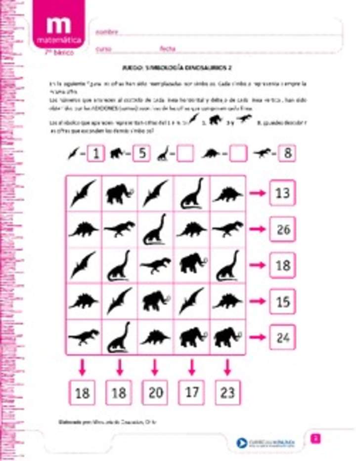 Juego: simbología dinosaurios 2 Juego: simbología dinosaurios 2