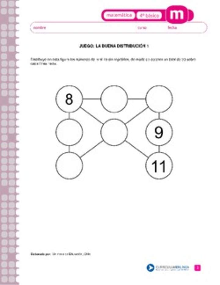 Juego: la buena distribución 1 Juego: la buena distribución 1