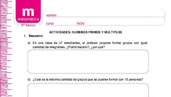 Números primos y múltiplos Números primos y múltiplos