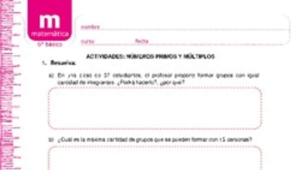 Números primos y múltiplos Números primos y múltiplos