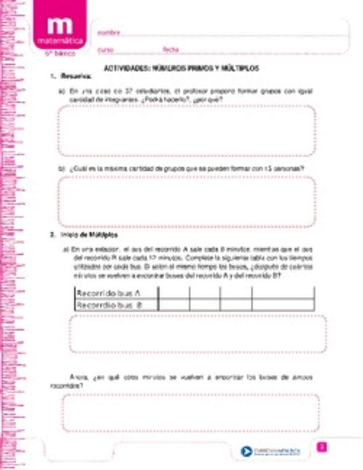 Números primos y múltiplos Números primos y múltiplos