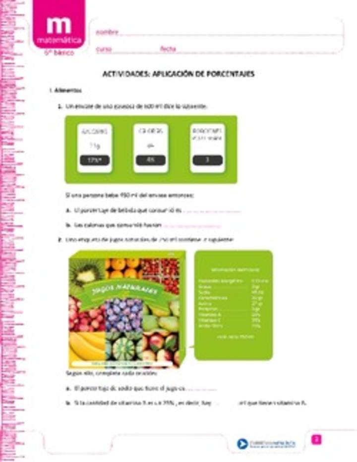 Aplicación de porcentaje Aplicación de porcentaje