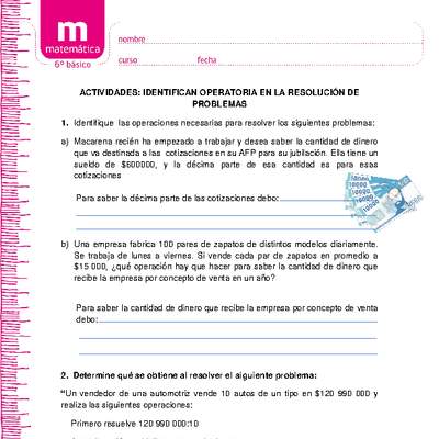 Identifican operatoria en la resolución de problemas Identifican operatoria en la resolución de problemas