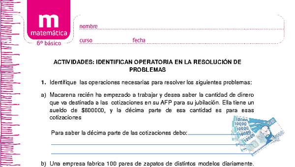 Identifican operatoria en la resolución de problemas Identifican operatoria en la resolución de problemas