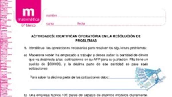 Identifican operatoria en la resolución de problemas Identifican operatoria en la resolución de problemas