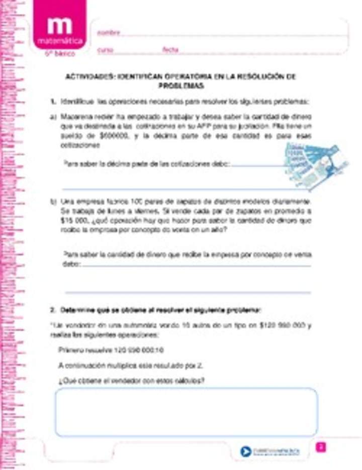 Identifican operatoria en la resolución de problemas Identifican operatoria en la resolución de problemas