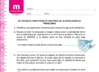 Identifican operatoria en la resolución de problemas Identifican operatoria en la resolución de problemas